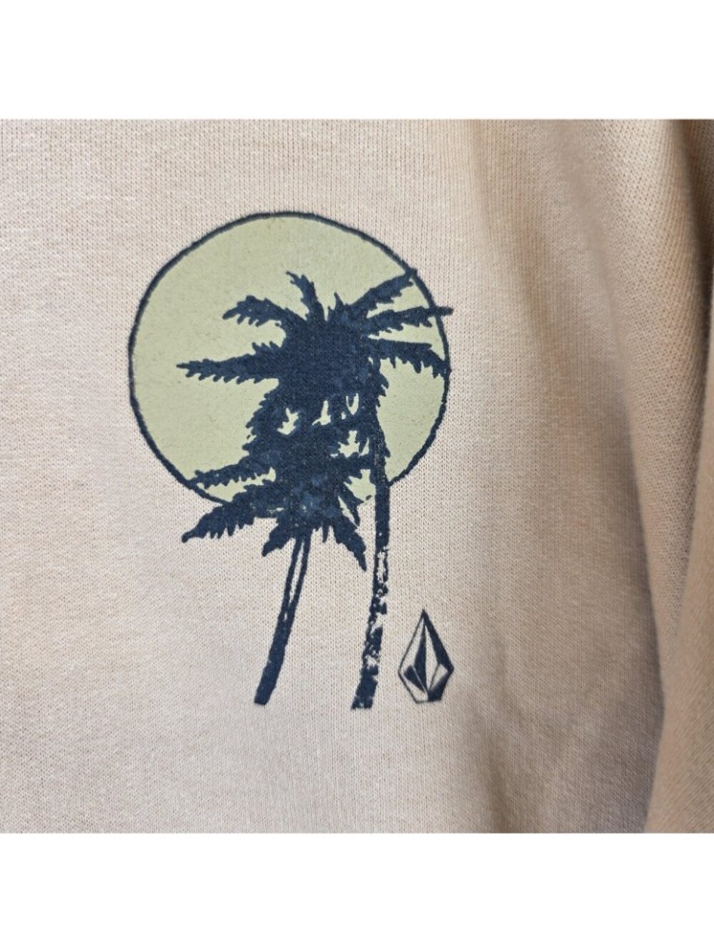 Volcom Ex Boyfriends Sweatshirt Womens XL Peach Palm Graphic Fleece Pullover - Picture 2 of 15